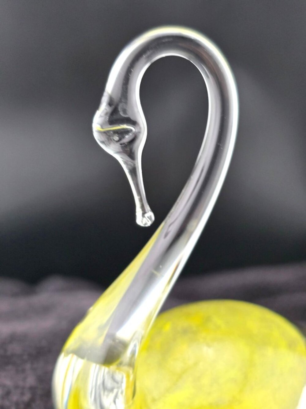 Ekenas Sweden Yellow Art Glass Swan Figurine Handblown Elegant Collectible - Picture 6 of 15
